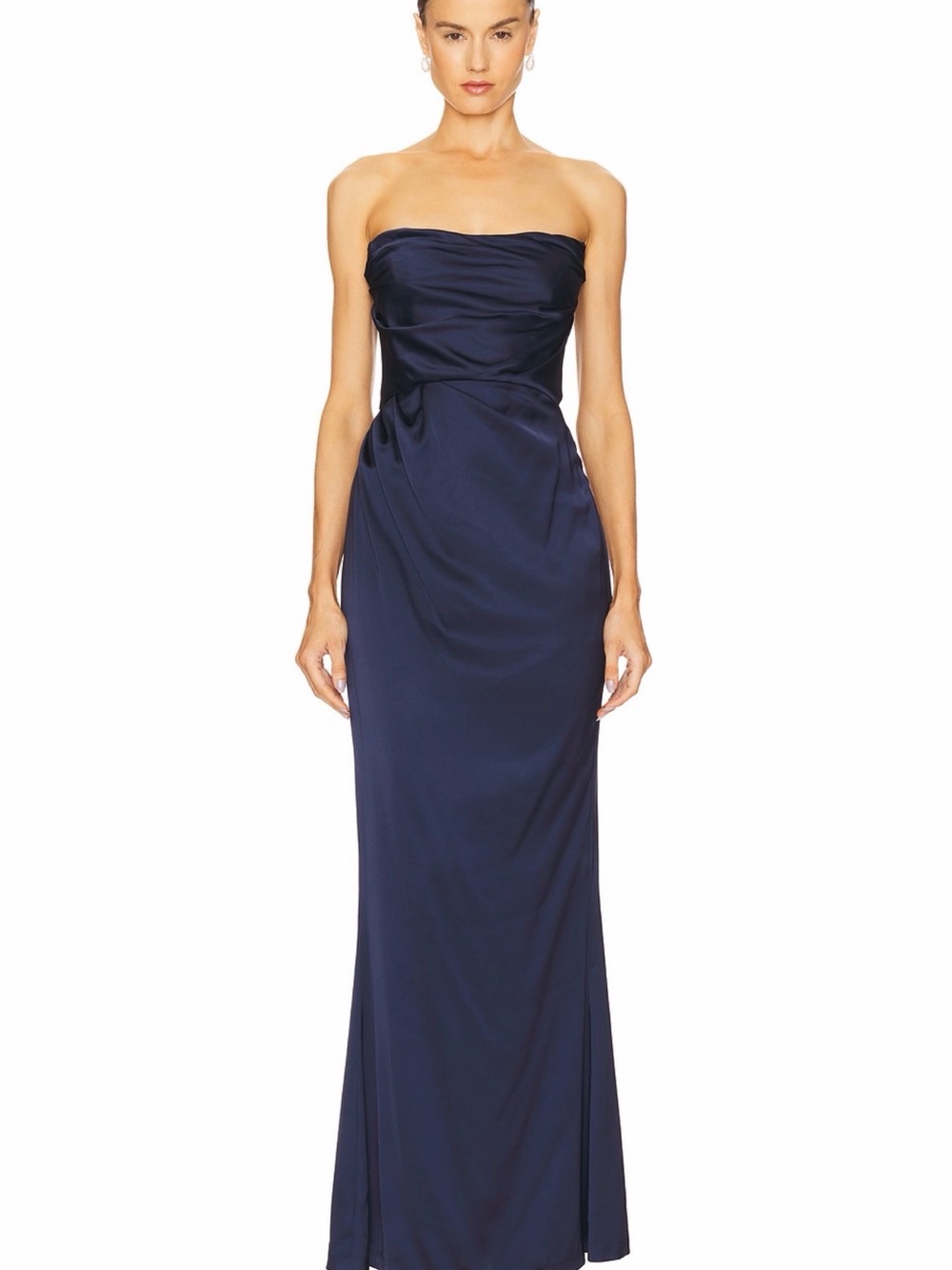 Strapless Navy Column Gown